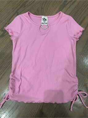 Lily Bleu Pink Girls Shirt Size S (7/8) Heart Charm Top Cute Casual